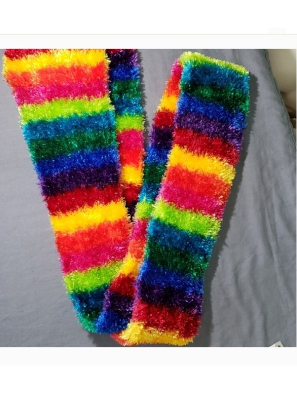 Beautiful Vibrant Colorful Soft Furry Scarf Sash All the Colors of the Rainbow